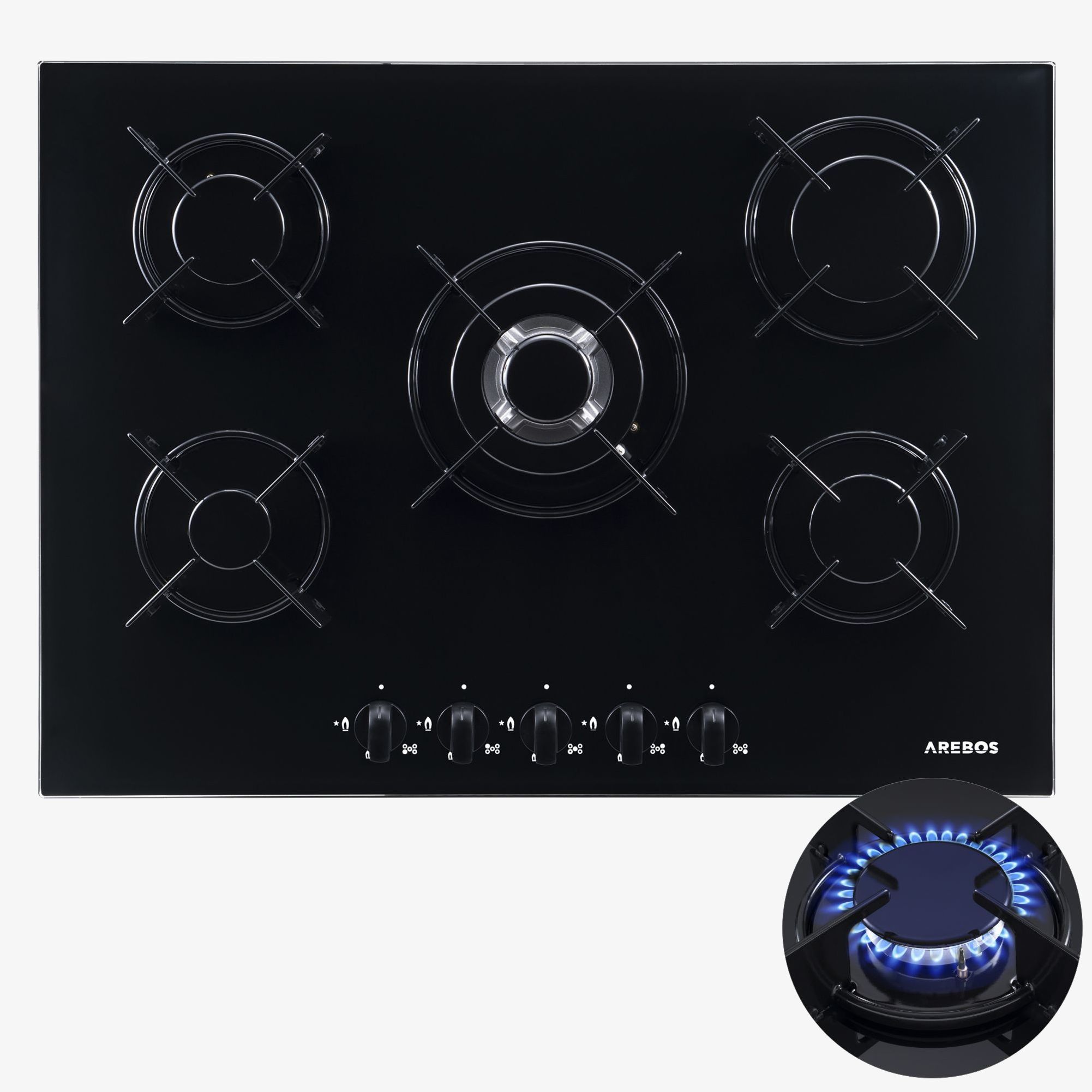 Gaskochfeld 70cm 5 Brenner