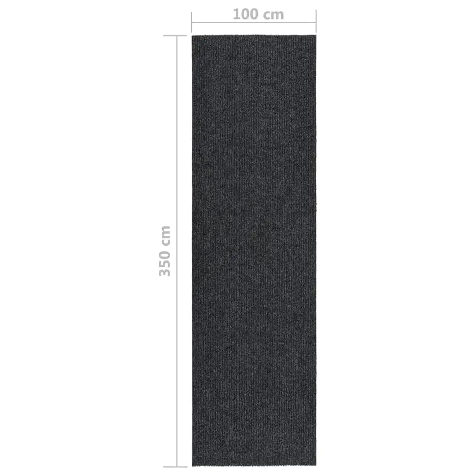 vidaXL - Vloerkleed - Antraciet - Polypropyleen - 100 x 350 cm
