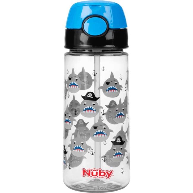 Nûby Beker met Zacht Rietje en Drukknop Uit Tritan Blauw 3+ J 540 ML