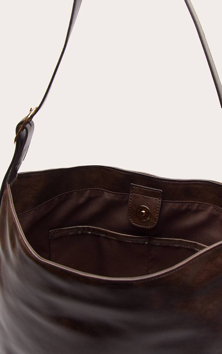 Marron Sac Cabas À Sangle Boucle En Synthétique Vieilli