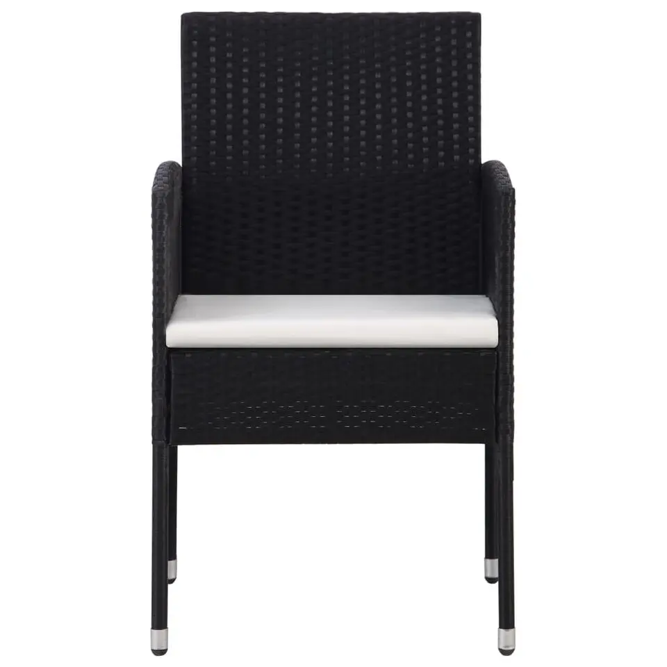 vidaXL - 5-delige Tuinset met wit kussens - Zwart poly rattan - 85x85 cm tafel