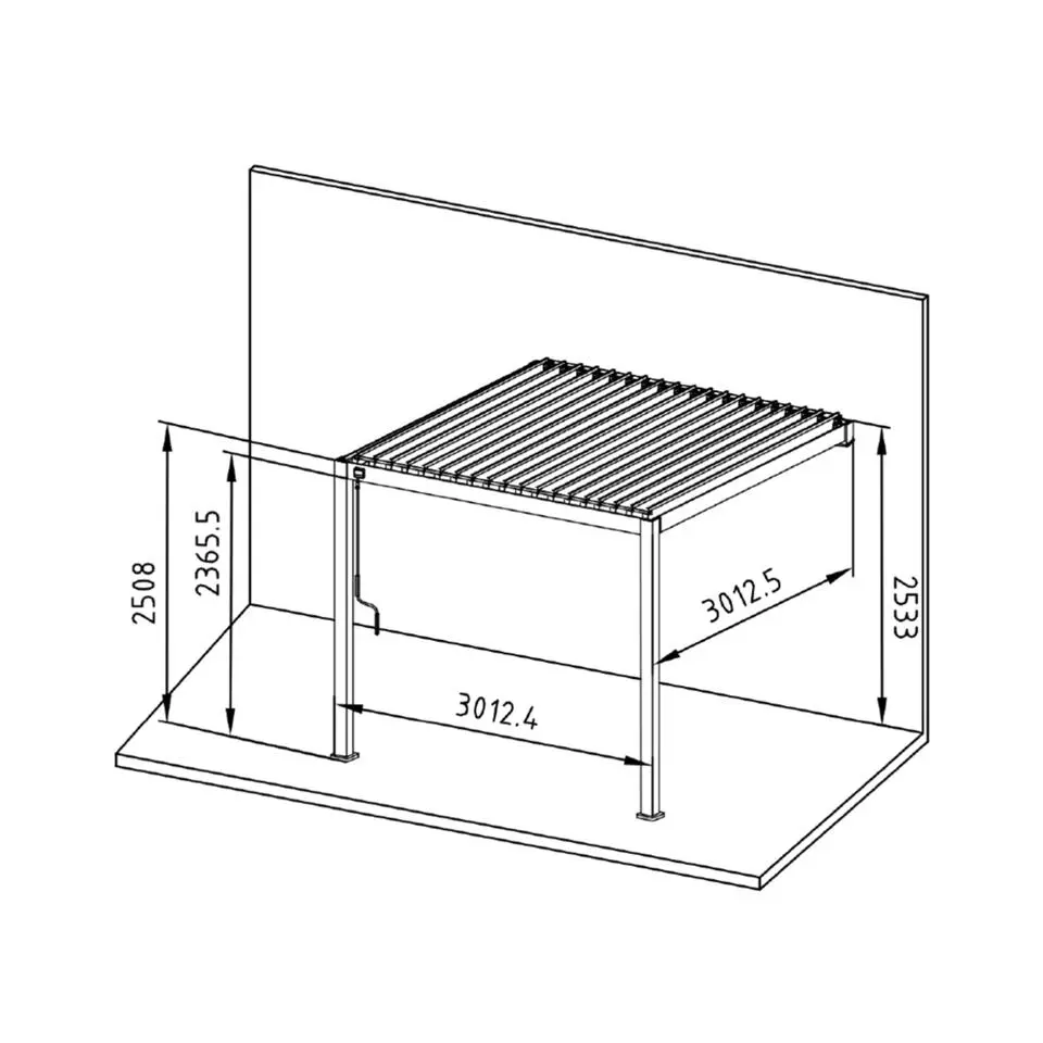Mirador Classic overkapping muur 300 x 300 cm antraciet