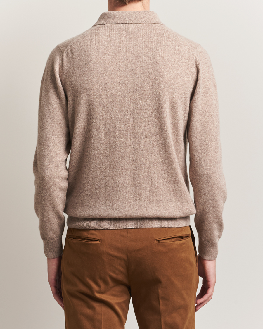 Sunspel Cashmere Polo Oatmeal Melange