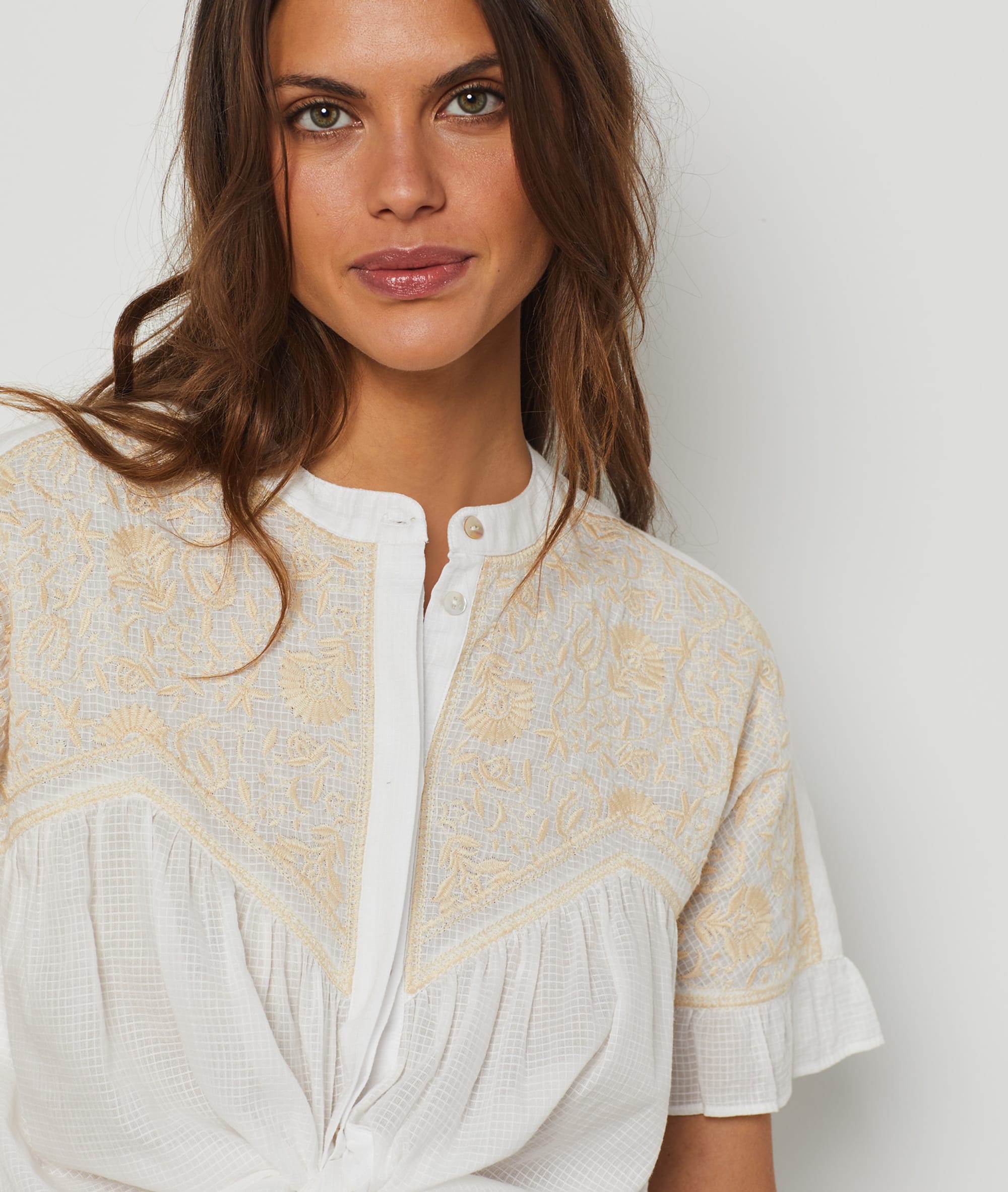 Chemisier détails broderie 100% coton
