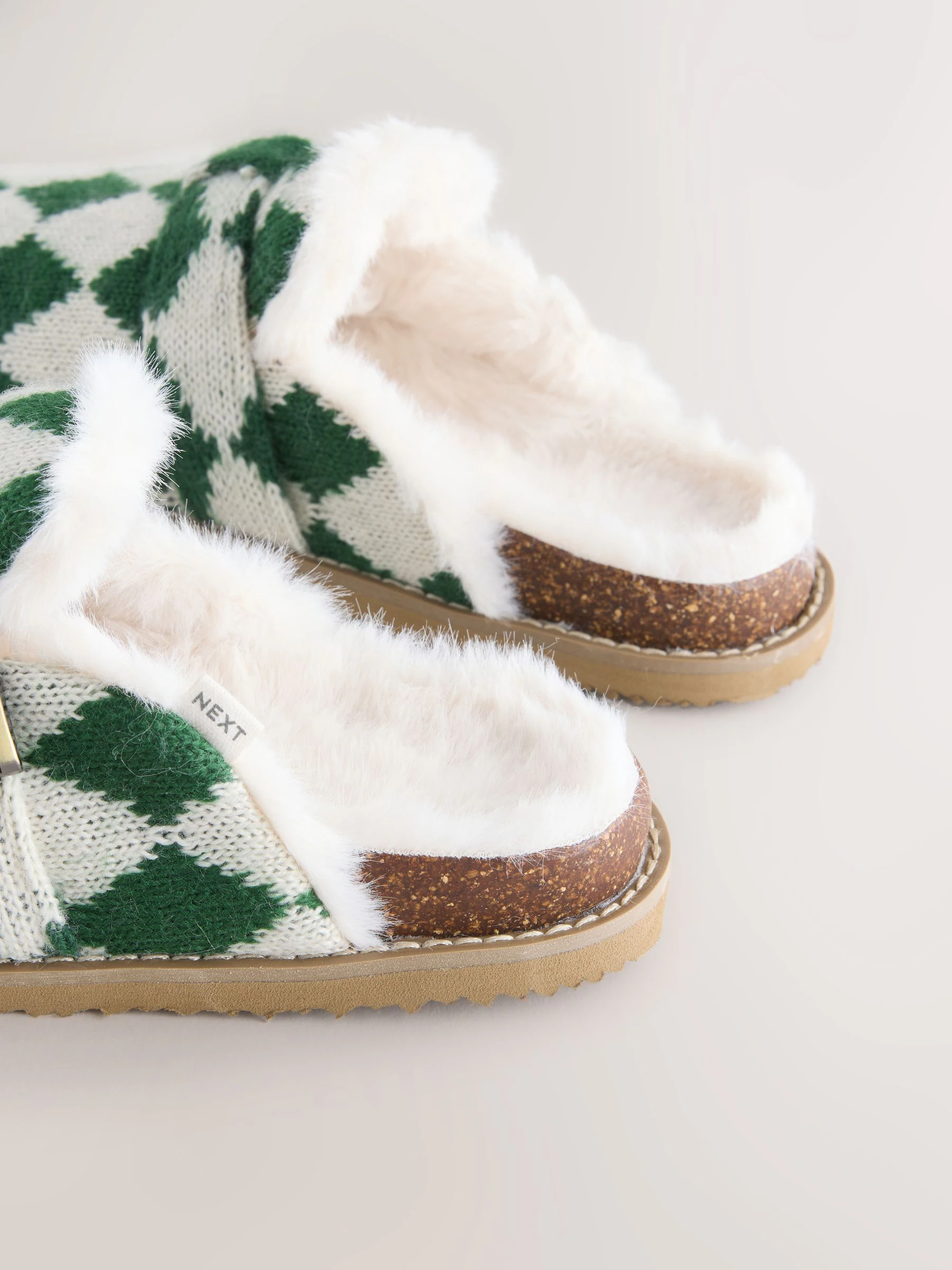 Groen argyle - Footbed Buckle Slippers