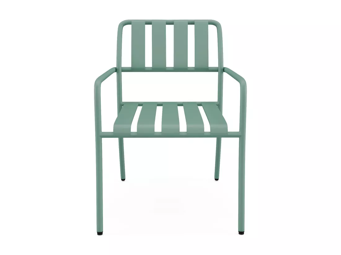 Lot de 2 fauteuils de jardin empilables en métal - Vert amande - BIRMOS de MYLIA
