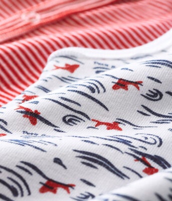 Petit Bateau Jumpsuit 2-pack, Rød/Hvit