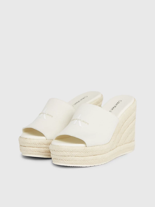 Sandálias espadrille de lona com salto plataforma