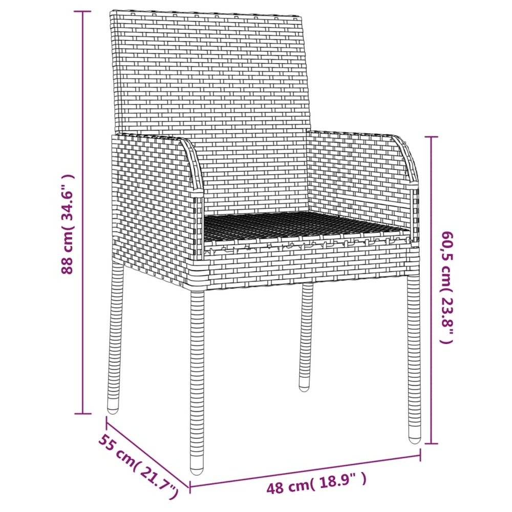 Mobilier à dîner de jardin et coussins 5 pièces noir résine tressée