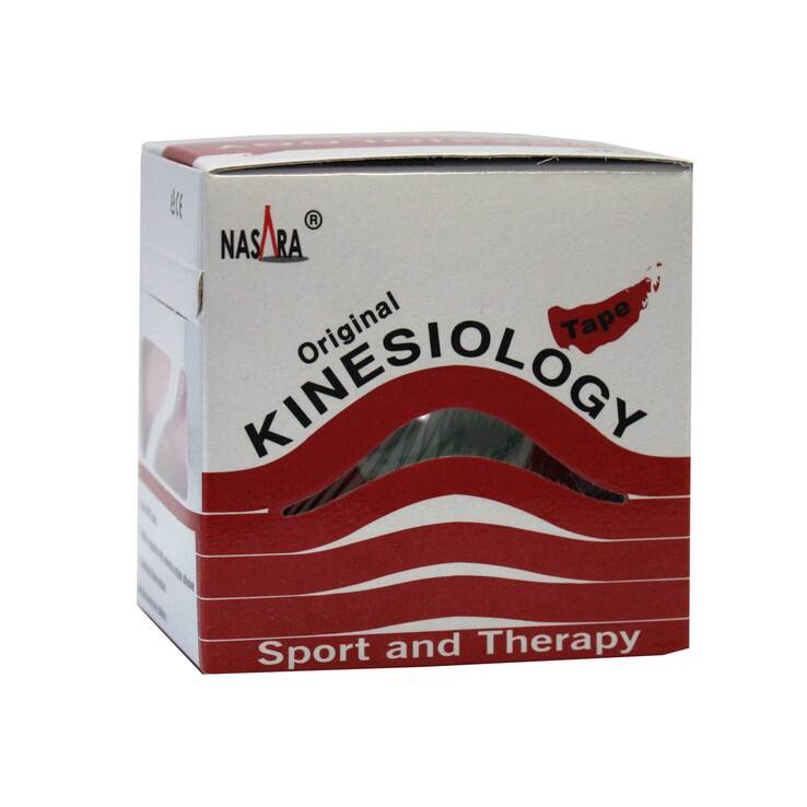 Nasara Kinesio Tape 5 cm x 5 m rot inkl.Spenderbox, 1 St