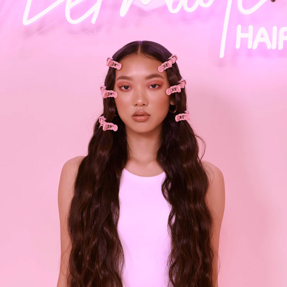 (4er Set) Grip Clips Coiffeur Haarspangen Abtrenn Klammern - Pink