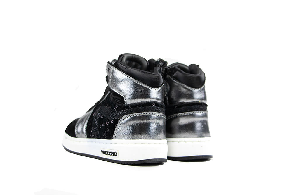Pinocchio Hoge Sneaker Zwart Zilver