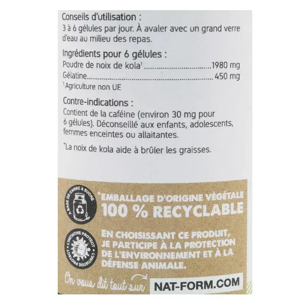 Nat & Form Noz de Cola Original 200 cápsulas