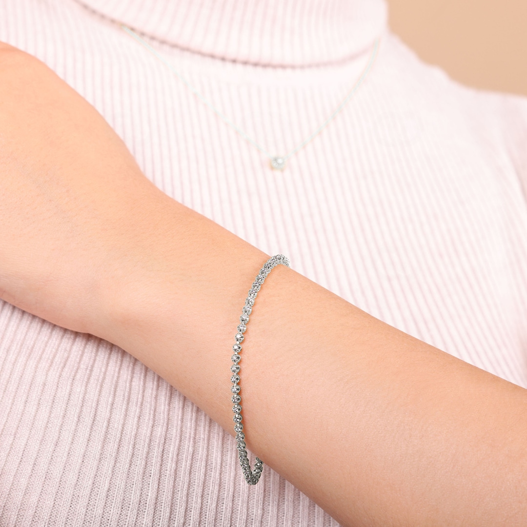 0.50 Karat Diamanten Tennisarmband 750/18 K Weissgold