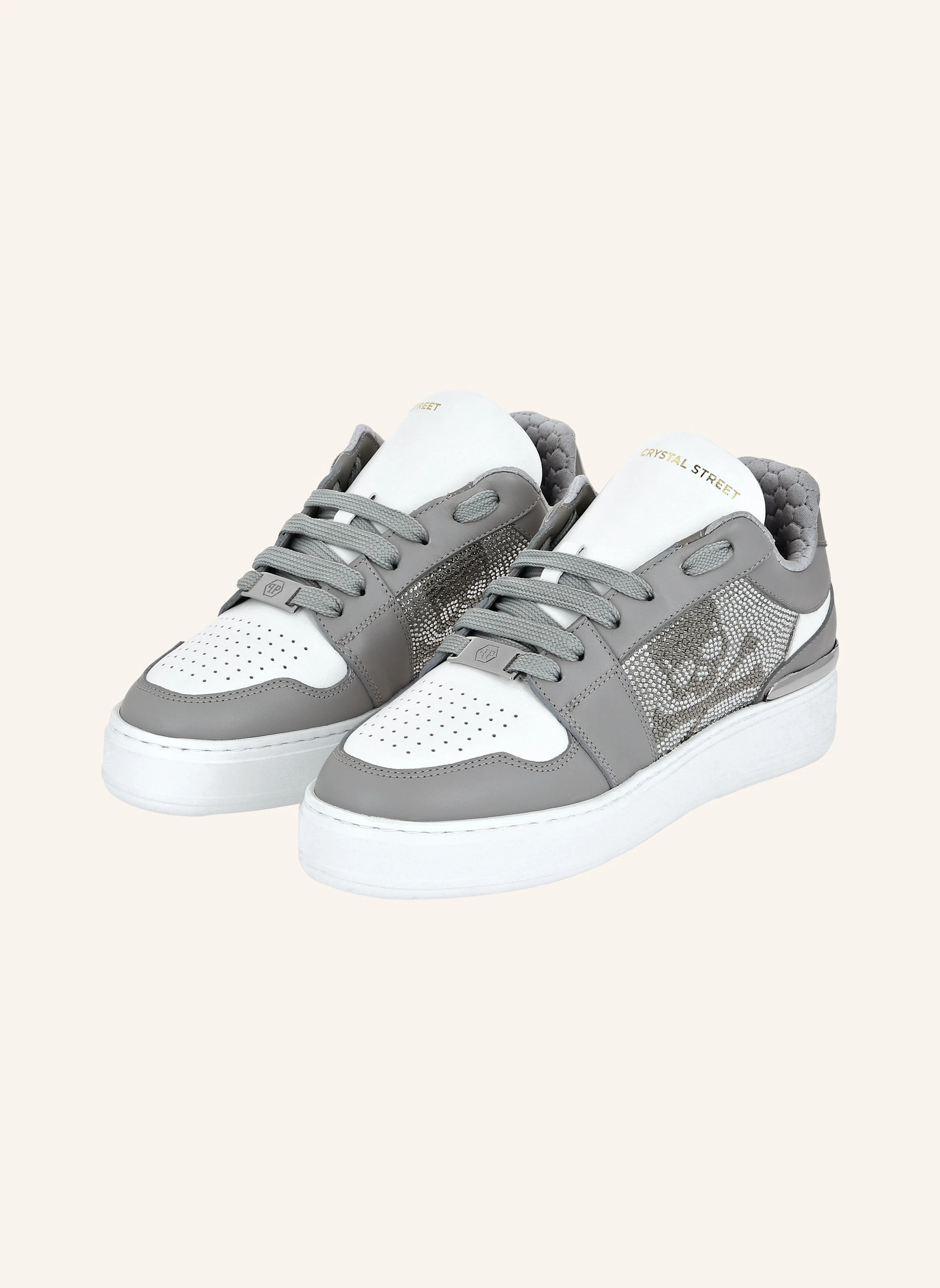 PHILIPP PLEIN Leder Sneaker mit Schmucksteinen SKULL&BONES