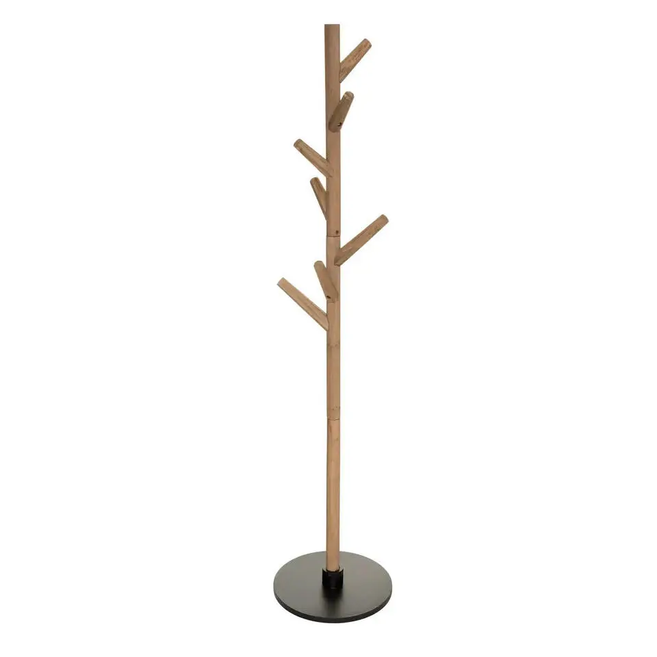 Atmosphera Kapstok - lichtbruin/zwart - hout - 8-haken - H178 cm