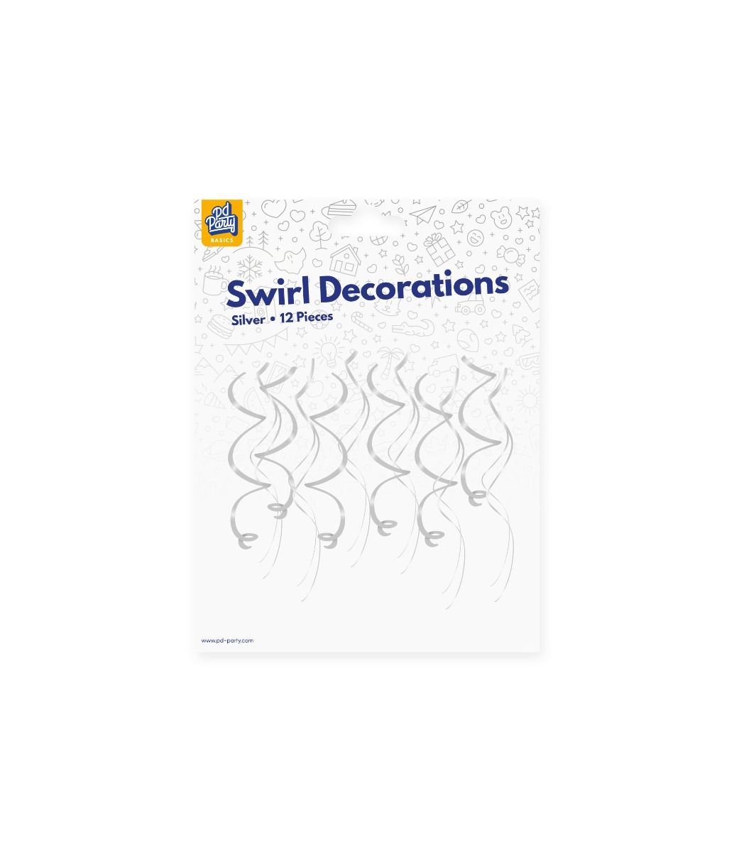 Zilveren Hangdecoratie Swirls 12st