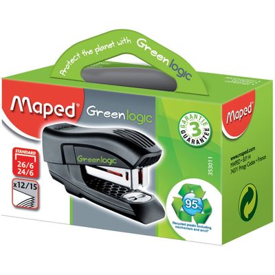 Maped - Mini Agrafeuse Greenlogic - capacité de 15 feuilles - agrafes 24/6 ou 26/6