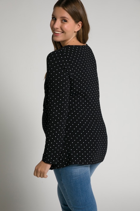Bellieva-Wickelshirt, Punkte, V-Ausschnitt, Langarm, GOTS