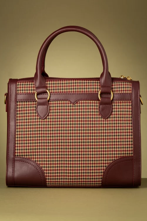 Banned Retro Uptown Girl handtas in wijn en bruine Schotse ruit