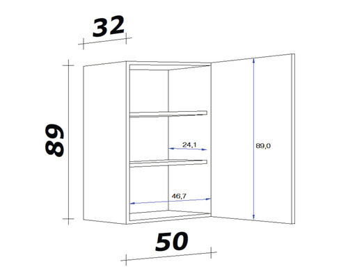 Flex Well Santo wandkast, BxDxH 50 x 32 x 89 cm, antraciet mat, gedemonteerd, scharnier omkeerbaar (links of rechts te monteren)
