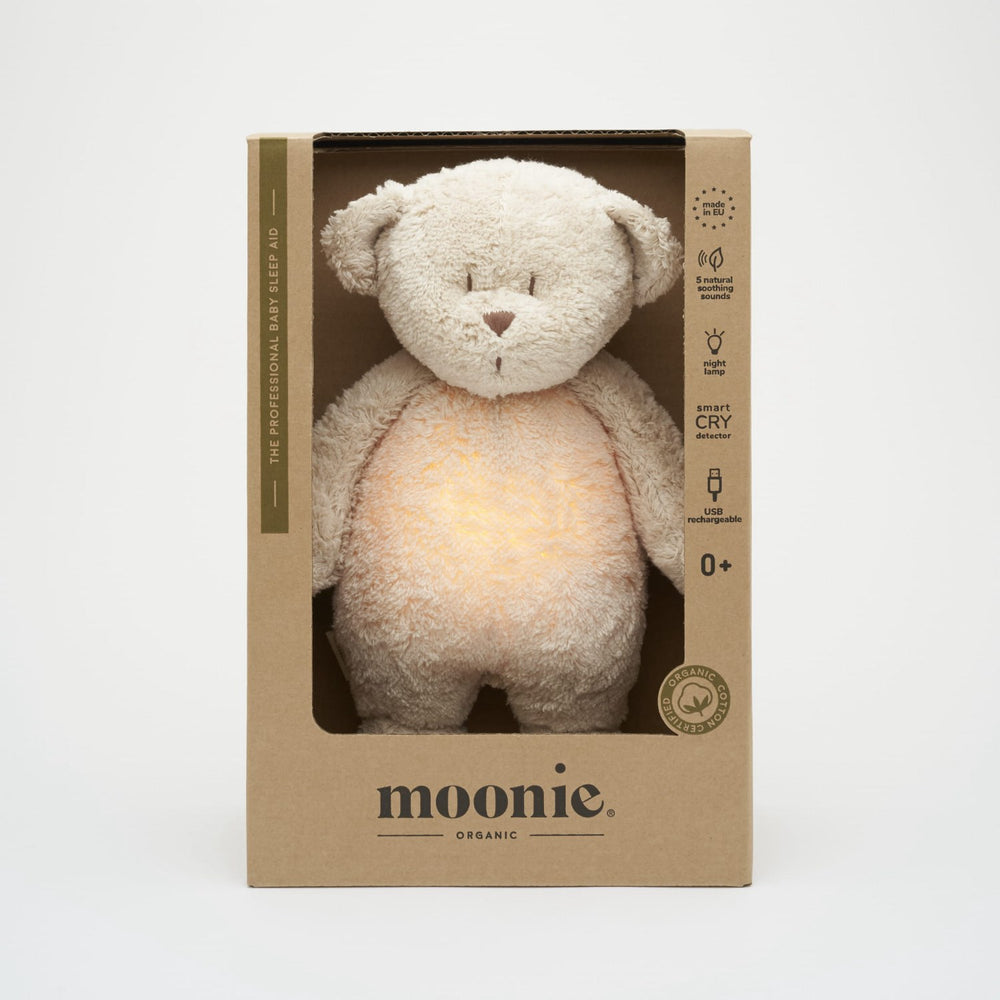 Køb Moonie Sand 2.0 Organic Humming Bjørn Med Pink Noise og en Lampe