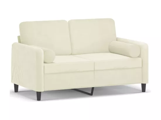 Canapé 2 places avec oreillers décoratifs crème 120 cm velours