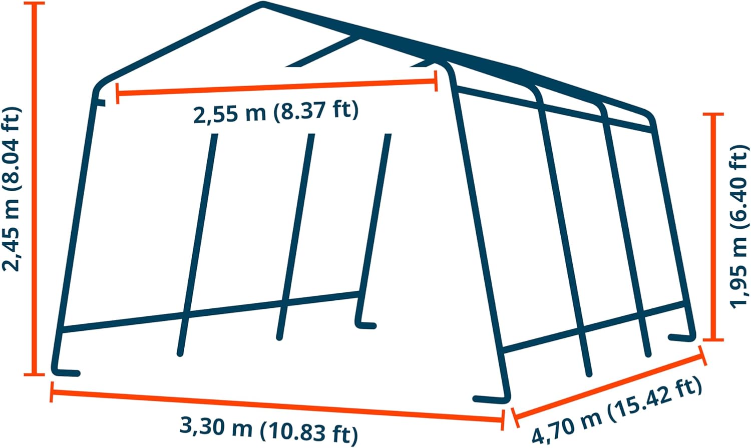 TOOLPORT Garagenzelt Carport 3,3 x 4,7 m Dunkelgrün – Weidezelt & Unterstand – PE-Plane 450 N, robuste Stahlrohrkonstruktion, wetterfester Schutz für Auto, Garten & Maschinen