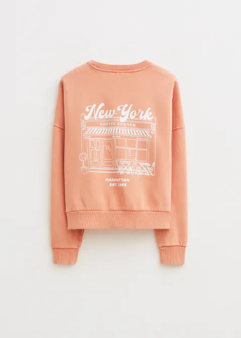Sweater met print new york rood (PEACH)