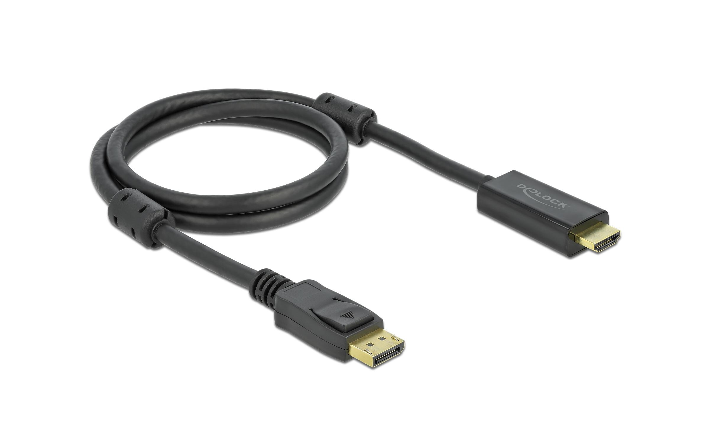 Kabel aktiv DisplayPort - HDMI, 1 mSchwarz, Auflösung 3840x2160@60 Hz, aktiv. Signalrichtung geht nur von Displayport Quelle zu HDMI Monitor