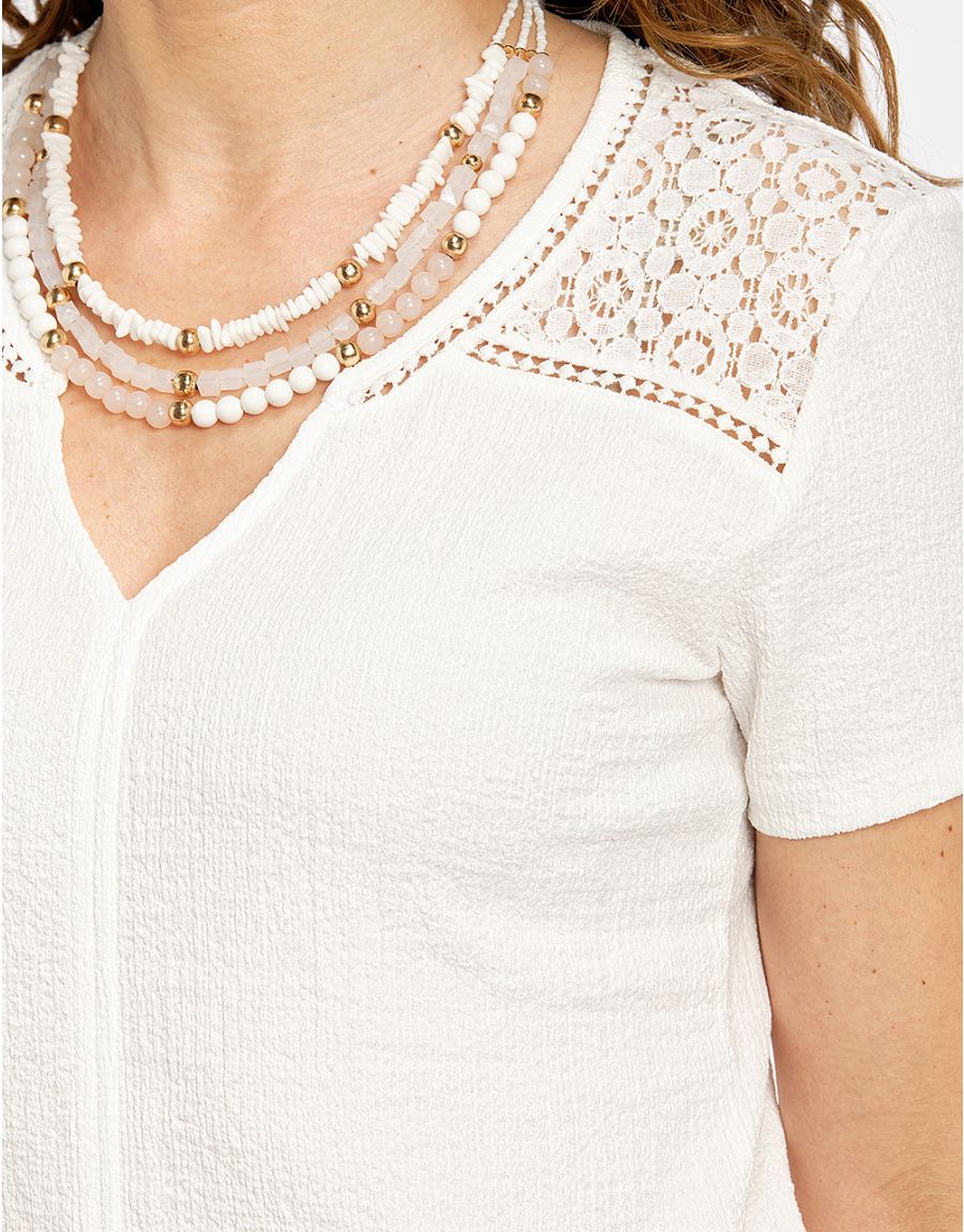 Blouse blanche à dentelle