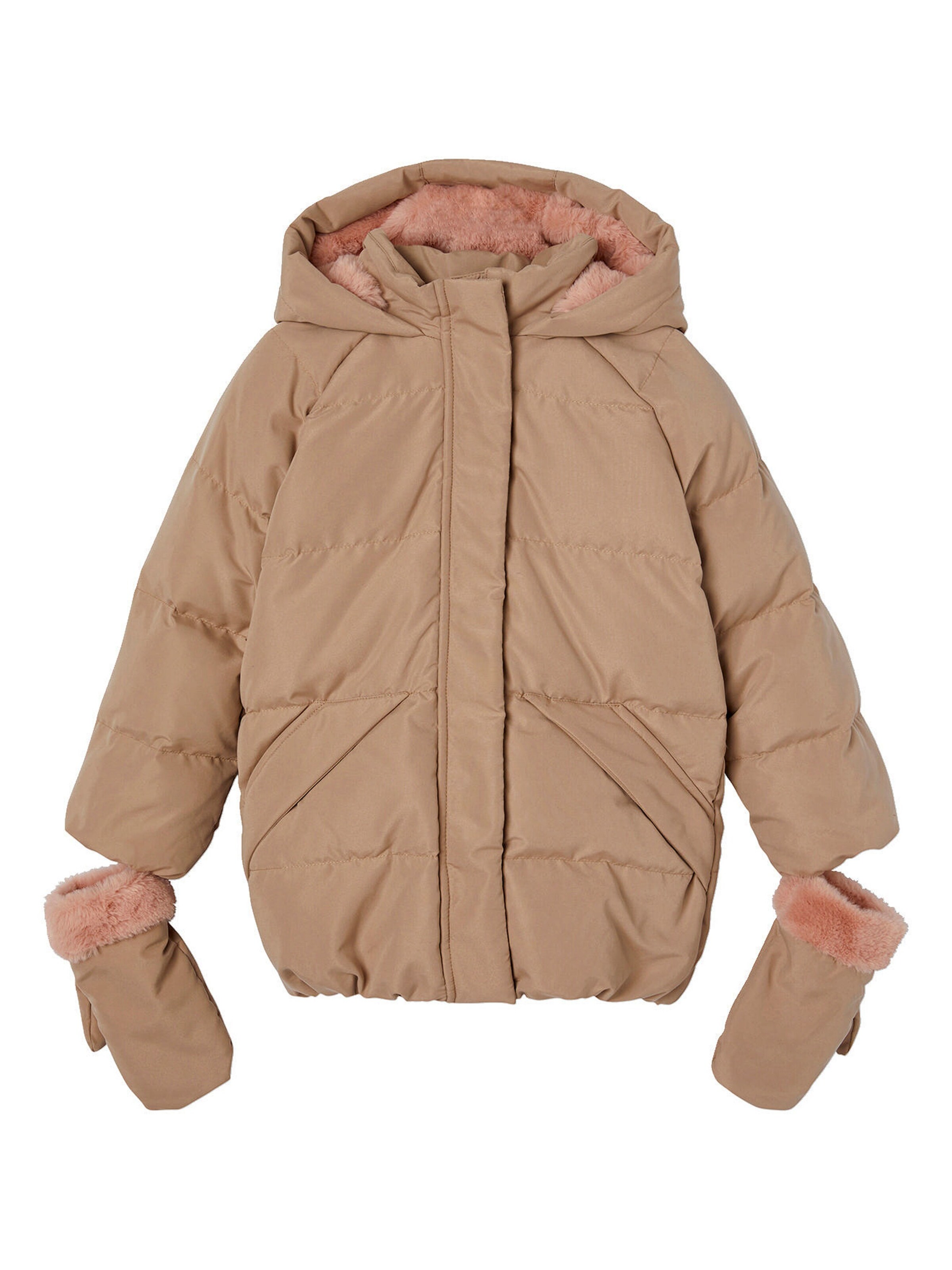 Vertbaudet Mädchen Daunenjacke mit Handschuhen cappuccino