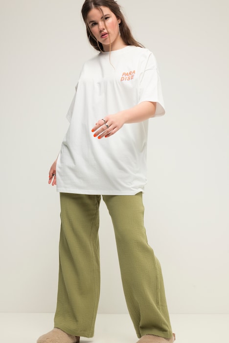Hose, wide Legs, Musselin, Elastikbund