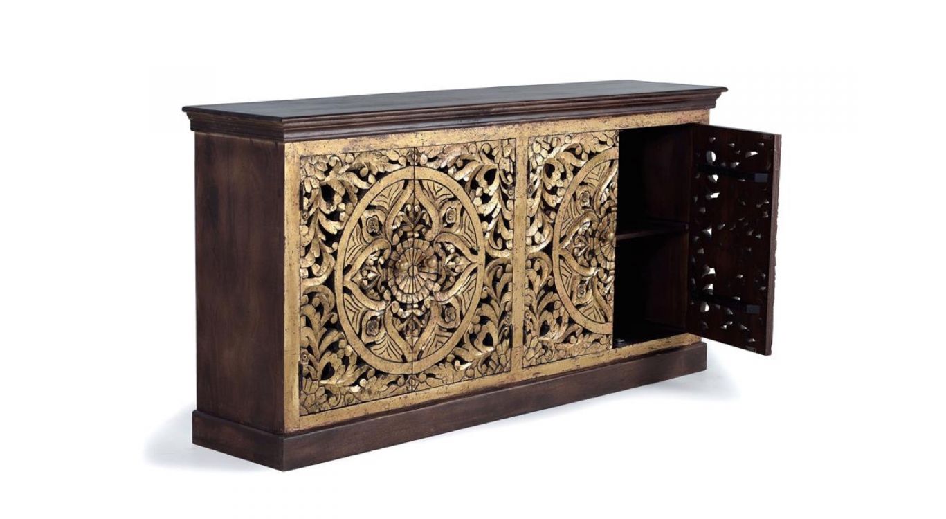 Bahut bois marron 180x40x90cm