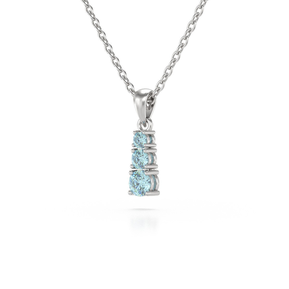 Collier Pendentif ADEN Or 585 Blanc Aigue-Marine Chaine Or 585 incluse 0.45grs