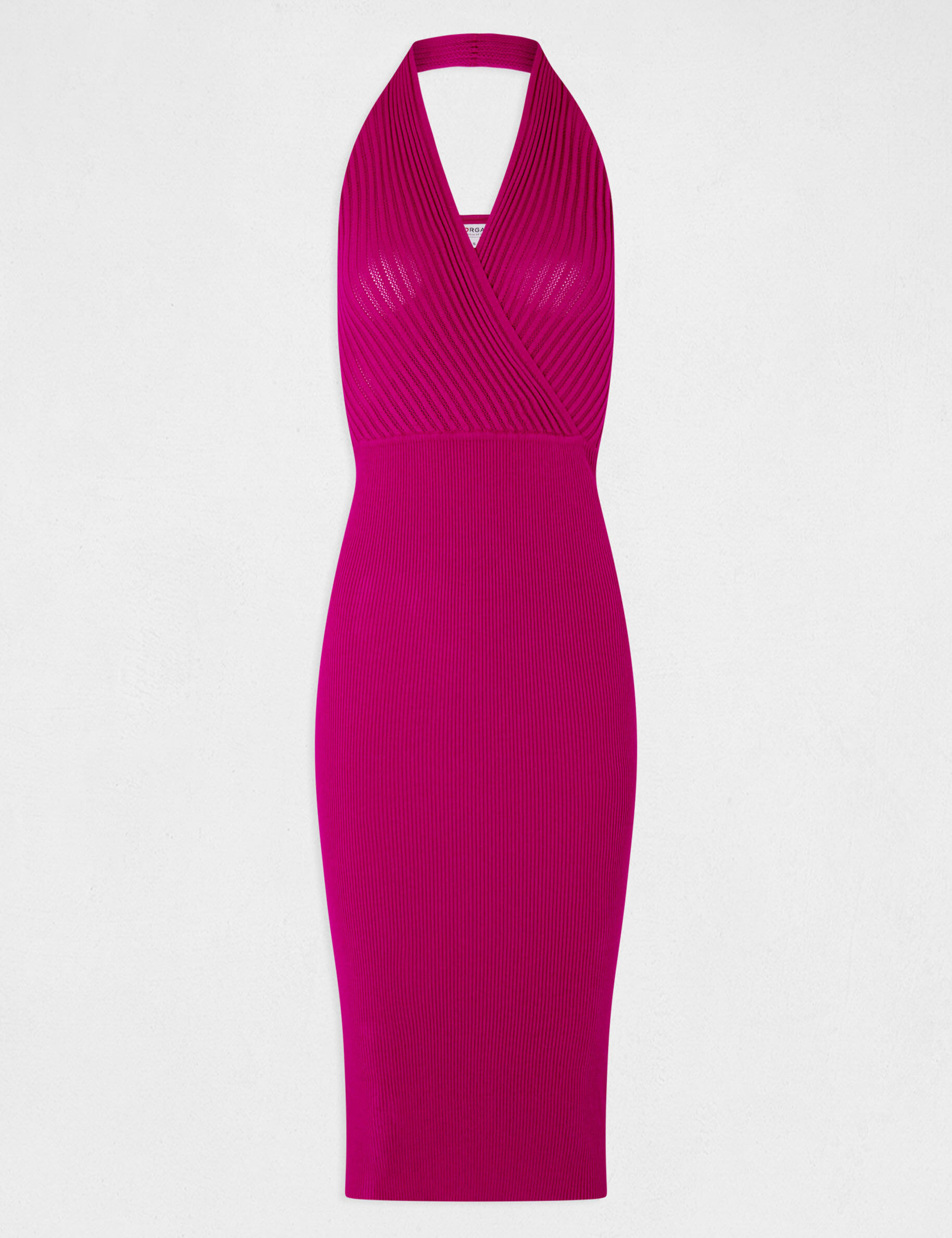 Robe pull ajustée dos ouvert framboise femme - framboise