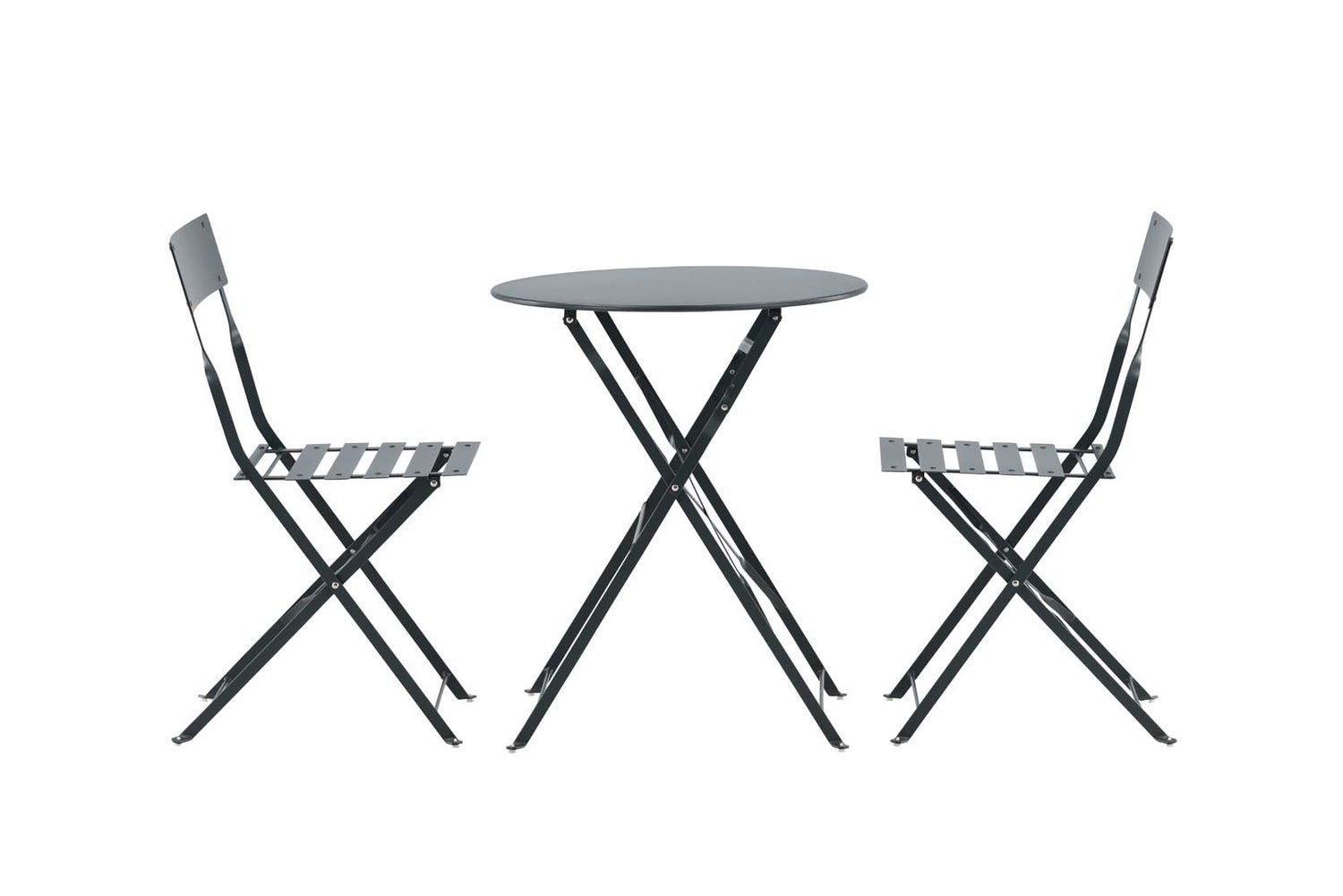 Marseille tuinset: tafel, 2 stoelen, donkergrijs. 60 x 60 x 71 cm