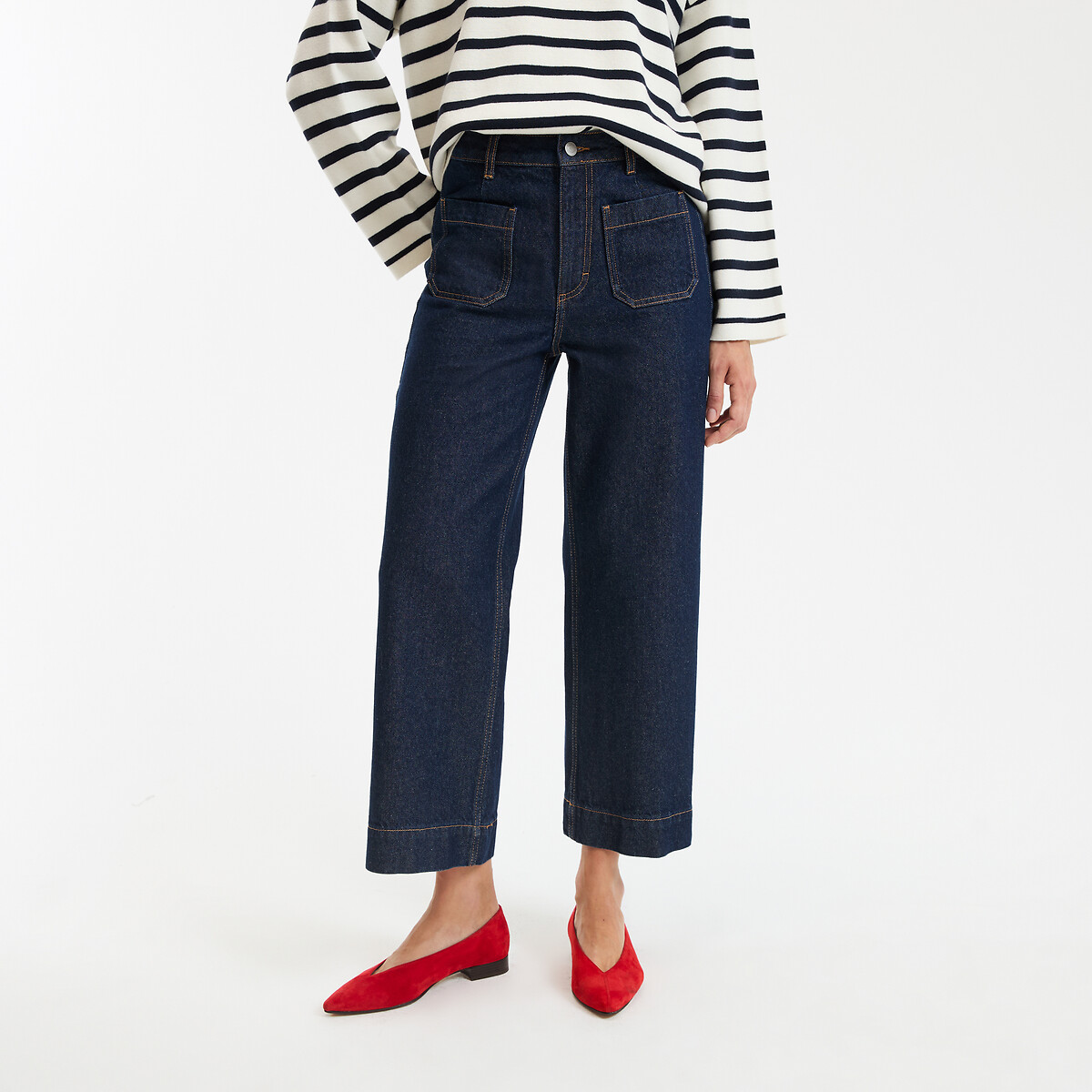 COLEÇÃO LA REDOUTE<br>Calça jeans larga, cintura alta, modelagem cropped
