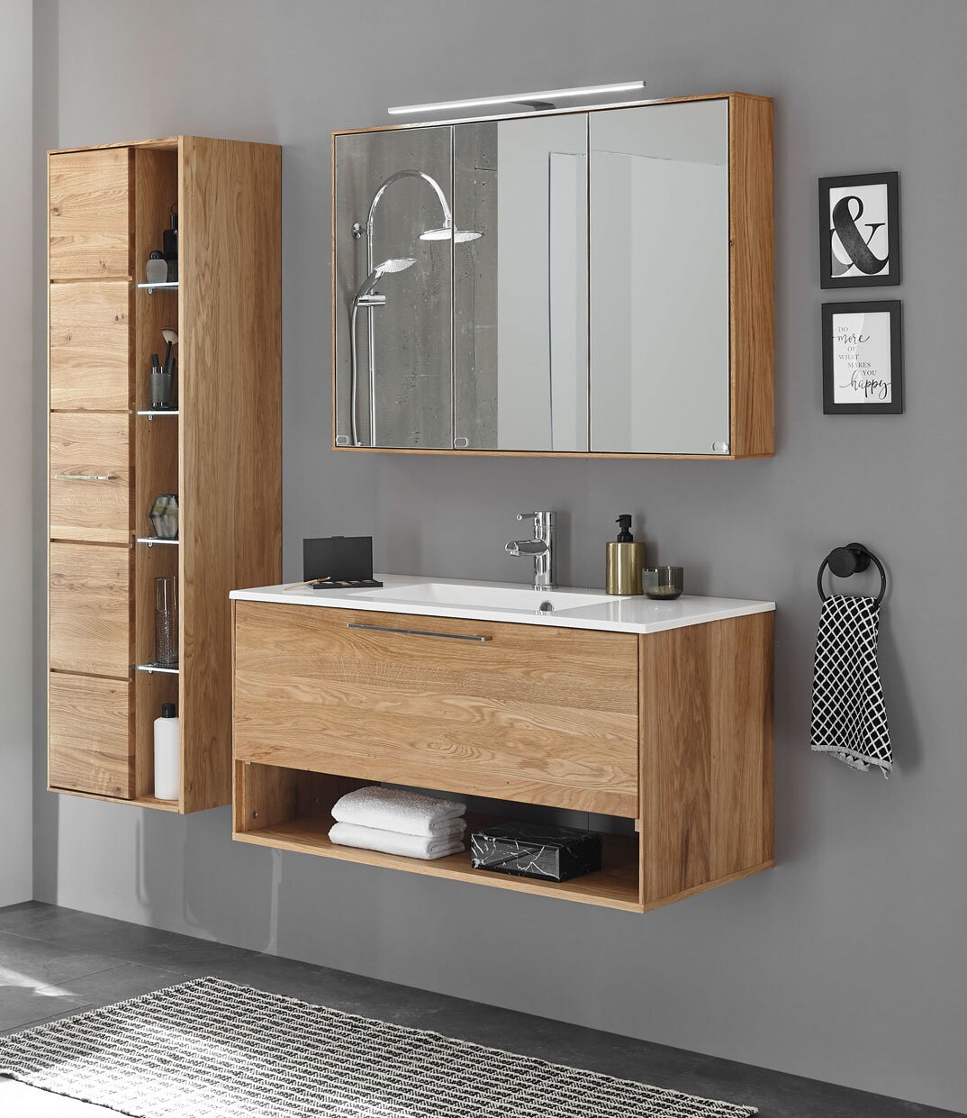 vito Spiegelschrank LAMBA 100 x 70 cm Eiche Natur