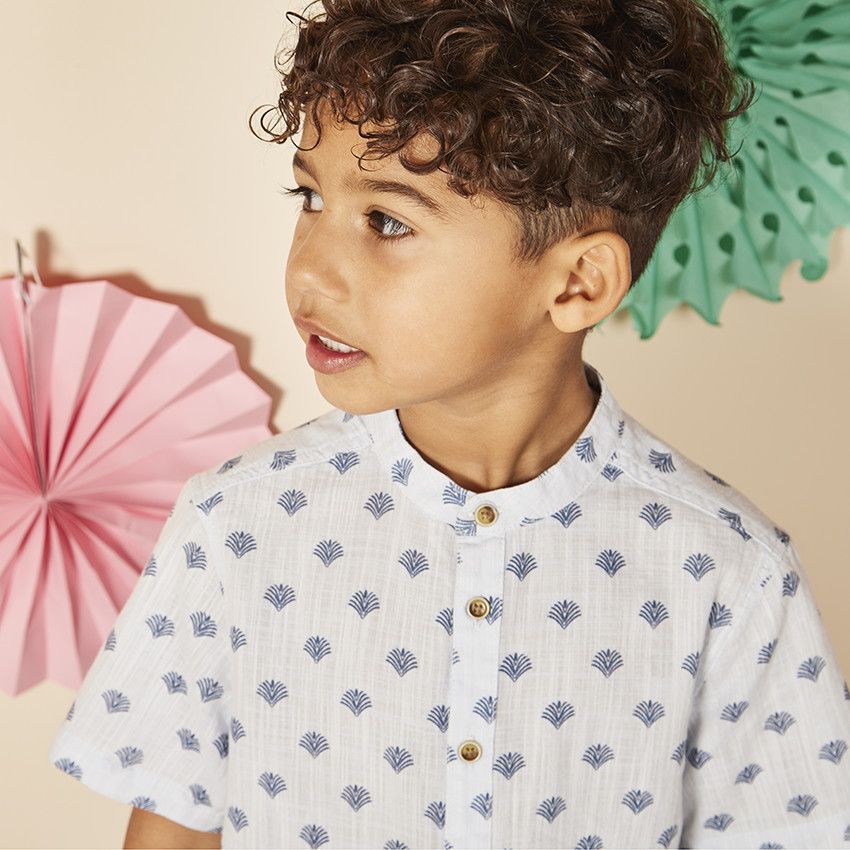 Chemise manches courtes imprimé palmiers pour bébé garçon - Bleu