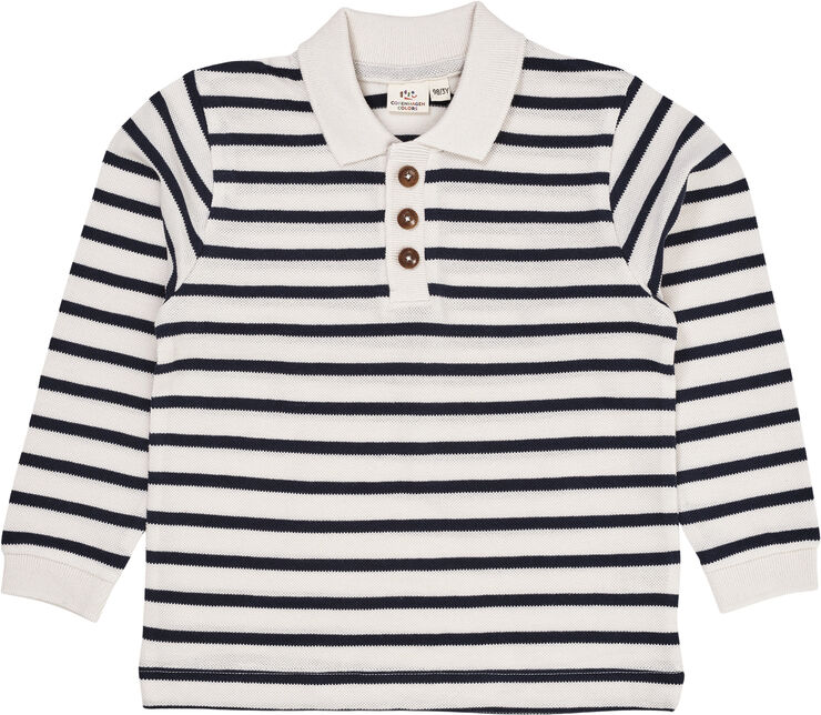 Copenhagen Colors STRIPED PIQUE POLO W. LS Navy/cream strip