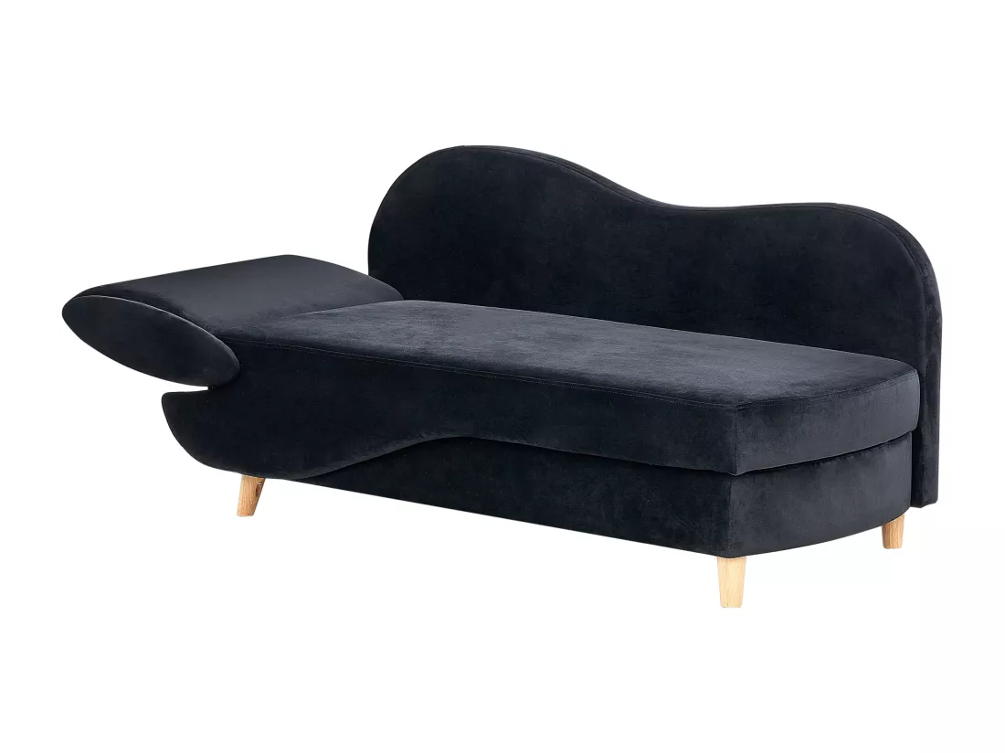 Chaise longue côté droite en velours noir MERI II