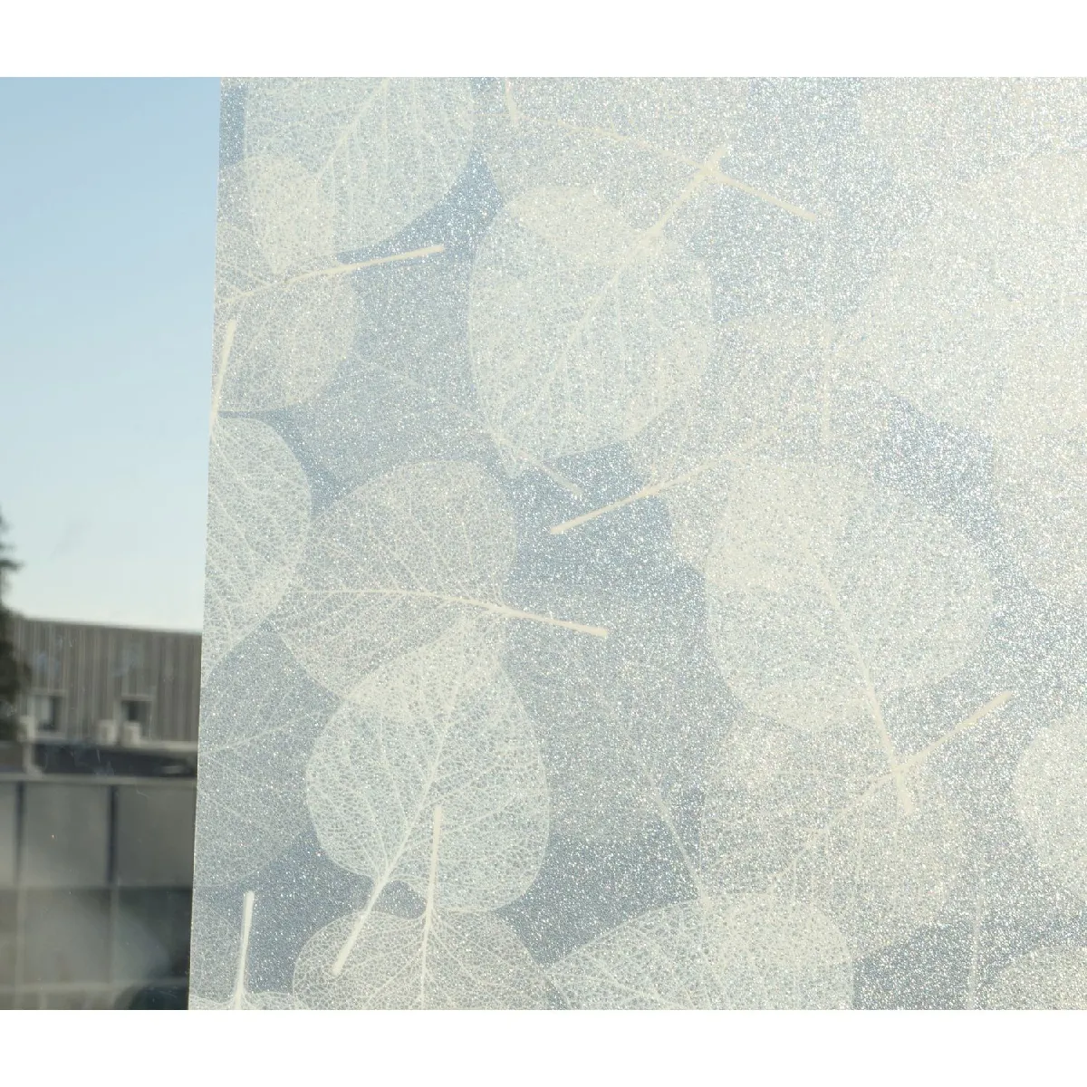 Toilinux 2x Film Décoratif Vitre Feuilles - 150x45 cm Blanc