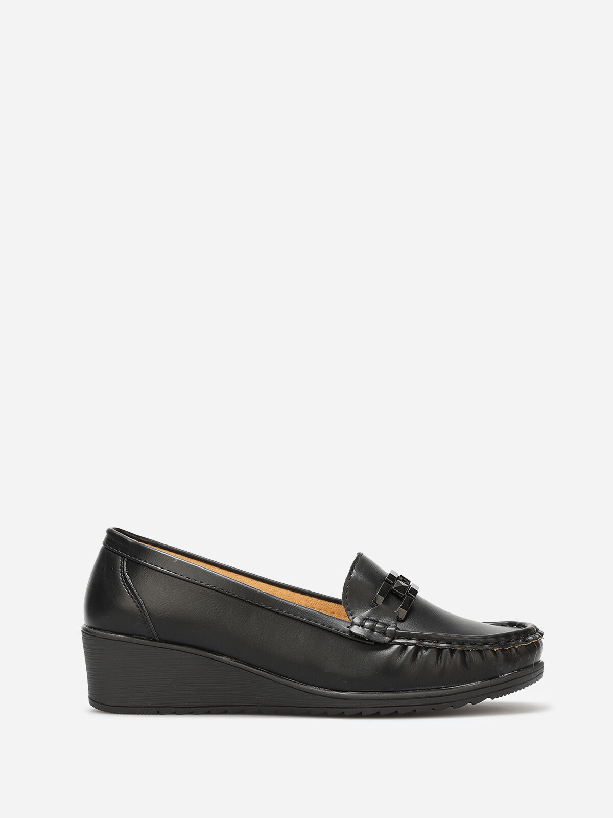 Mocassins compensés avec bride- Noir