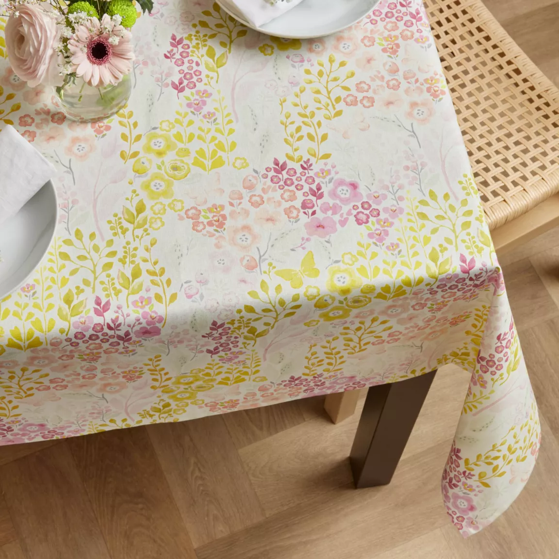 Nappe rectangulaire coton enduit (150 x 250 cm) Paquerettes Multicolore