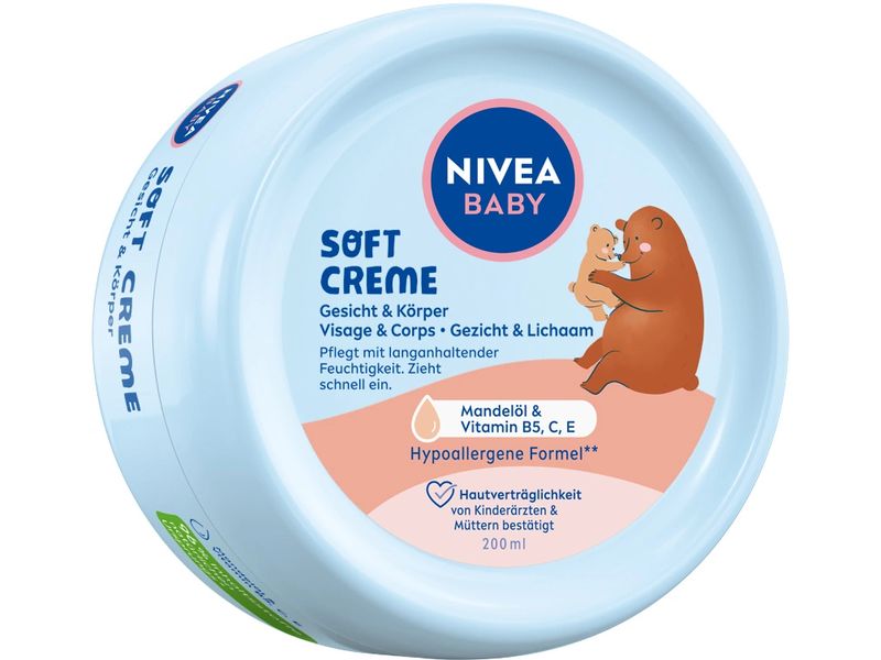 NIVEA BABY Soft Creme Gesicht & Körper 200 ml Sanfte Creme für natürlich gepflegte Haut