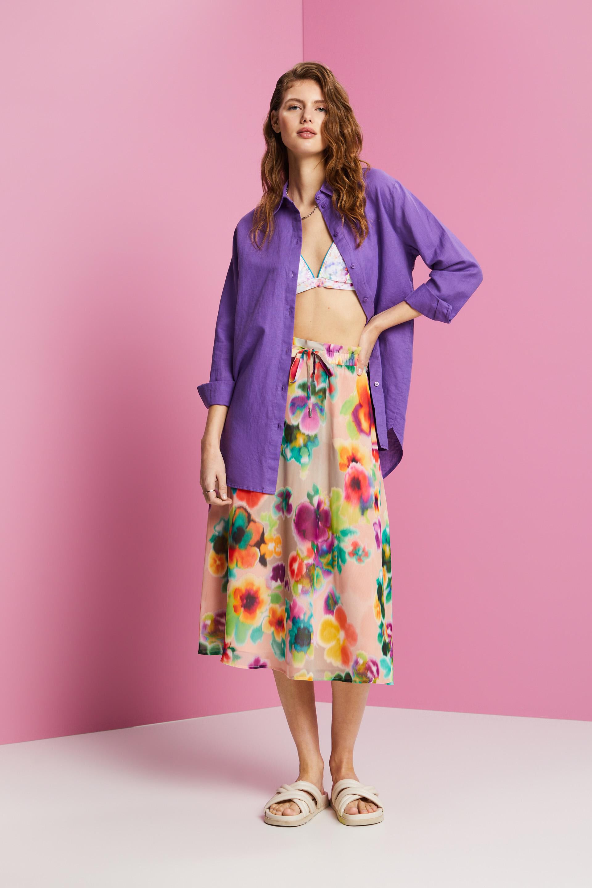 Chemise en lin et coton mélangés