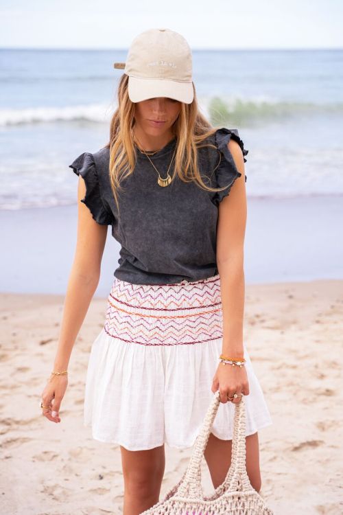 Witte jacquard rok multikleur