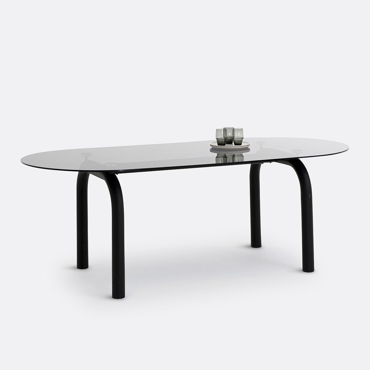 LA REDOUTE INTERIEURS<br>Mesa em aço e vidro fumê, Polly