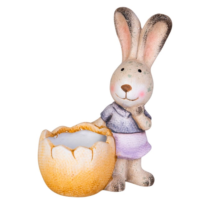 Hase mit Eierschalentopf - ca. 13 x 8 x 18 cm - 1 Stück